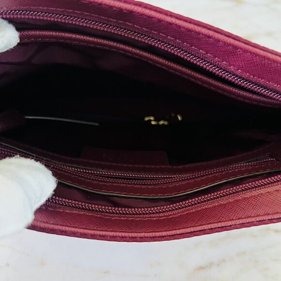 MICHAEL KORS Janie Plum Burgundy Nylon East West Crossbody Bag - Picture 8 of 9